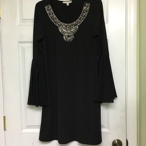 🦋 Sandiva Jeweled Dress Bell Sleeves Black SZ L